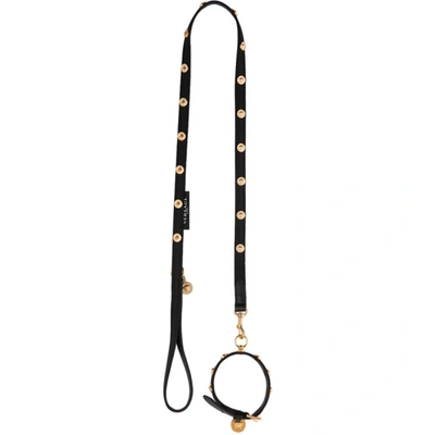 Versace Black Medusa Collar & Leash Set In Z1008 Black
