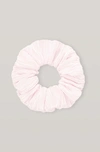 Ganni Pleated Satin Scrunchie In Pale Lilac