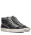 Golden Goose Studded Leather Slide Sneakers In Black