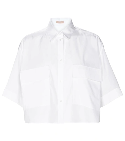 Alaïa Cotton Poplin Short Sleeve Blouse In White