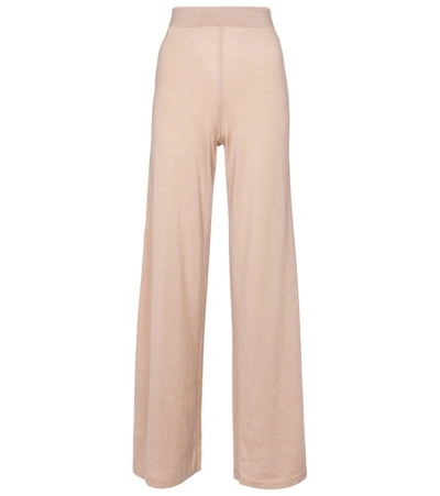 Alaïa Wide-leg Cashmere-blend Knit Pants In Sable