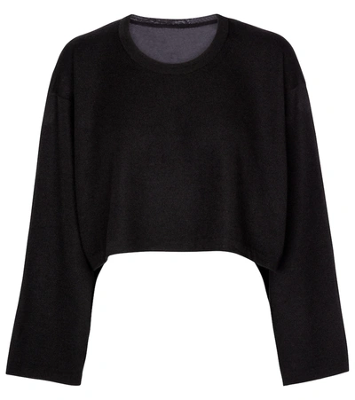 Alaïa Cropped Cashmere And Silk Sweater In Black