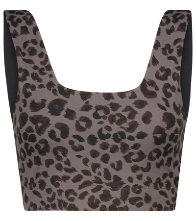 Varley Delta Medium Support Sports Bra In Dark Gray Cheetah Print-grey