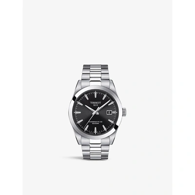 Tissot T127.407.11.051.00 Gentleman 80 Silicium Stainless Steel Automatic Watch In Black