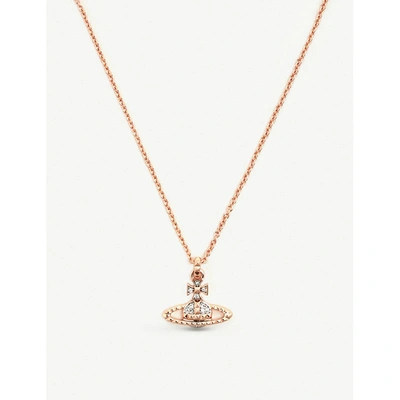 Vivienne Westwood Jewellery Mayfair Bas Relief Rose Gold- And Rhodium-plated Brass And Crystal Pendant Necklace In Pink Gold