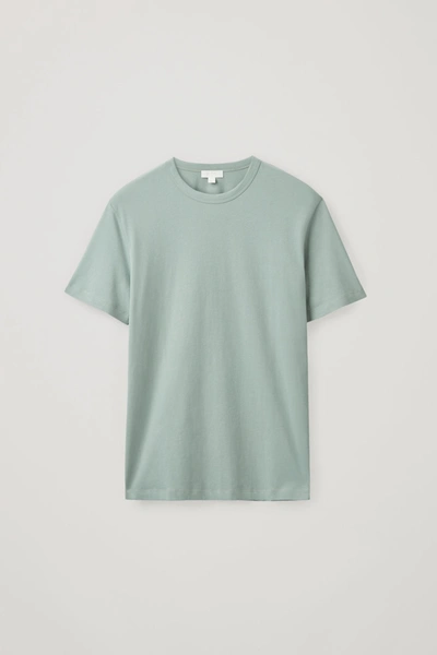 Cos Regular-fit Brushed Cotton T-shirt In Green