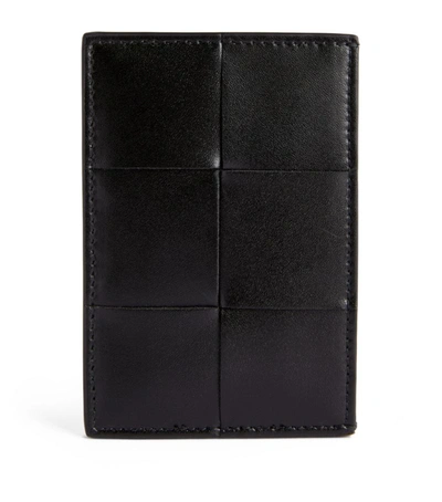 Bottega Veneta Leather Maxi Intrecciato Card Holder In Grey