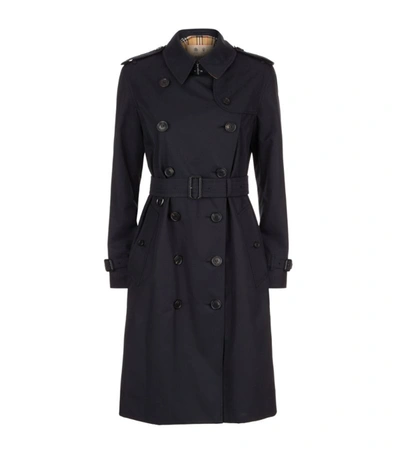 Burberry Ladies Kensington Long Trench Coat, Brand Size 2 (us Size 0) In Blue