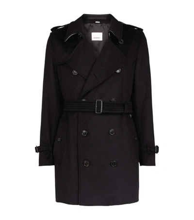 Burberry Mens Black Cashmere Belted Trench Coat