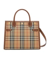 Burberry Title Mini Vintage Check Tote Bag In Beige