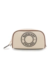 BURBERRY SMALL COTTON CANVAS LOGO TRAVEL POUCH,15219583