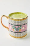 Anthropologie Bistro Garden Tile Mug By  In Pink Size Mug/cup