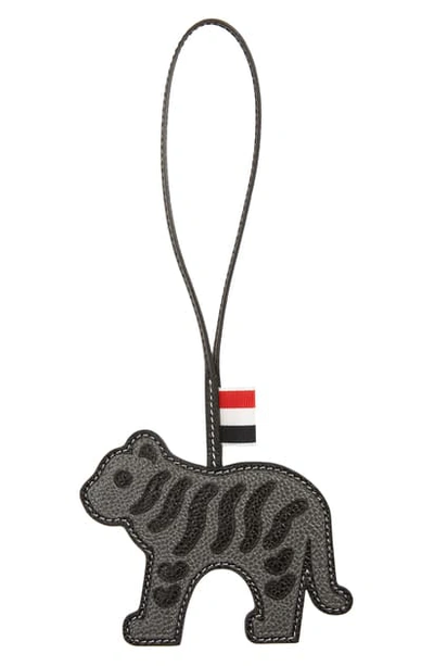 Thom Browne Tiger Leather Bag Charm In Black