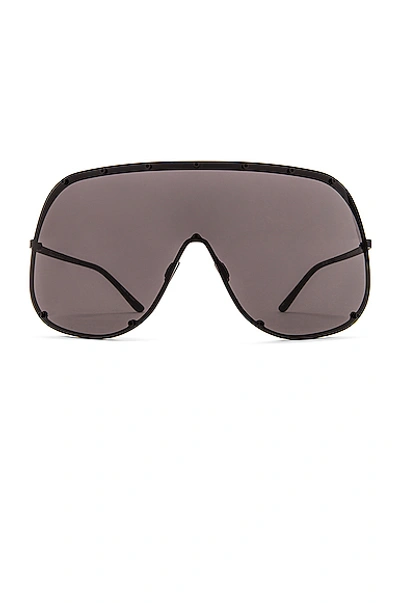 Rick Owens Shield Sunglasses In Black & Black