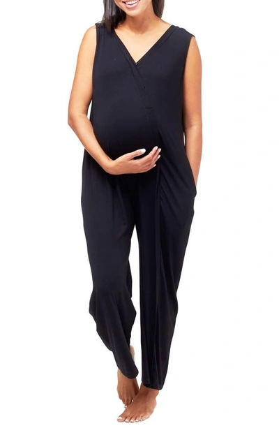 Nom Maternity Everyday Nursing Friendly Jumpsuit In Black