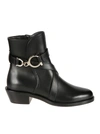 Ferragamo Shadi Gancini Leather Booties In Black