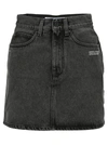 Off-white Off White Logo Print Denim Skirt In Dark Grey