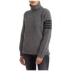 Thom Browne Tonal 4-bar Roll Neck Jumper In Grigio