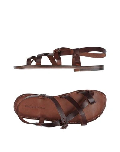 L'artigiano Del Cuoio Toe Strap Sandals In Brown