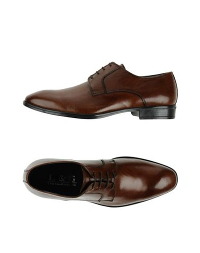 L&g Laced Shoes In Dark Brown