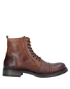 JACK & JONES JACK & JONES MAN ANKLE BOOTS BROWN SIZE 9 BOVINE LEATHER, SOFT LEATHER,11745176IU 9