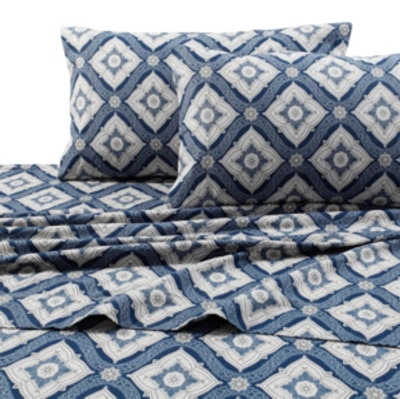 Tribeca Living Flannel 200-gsm Damask Printed Extra Deep Pocket Twin Xl Sheet Set Bedding In Multicolor