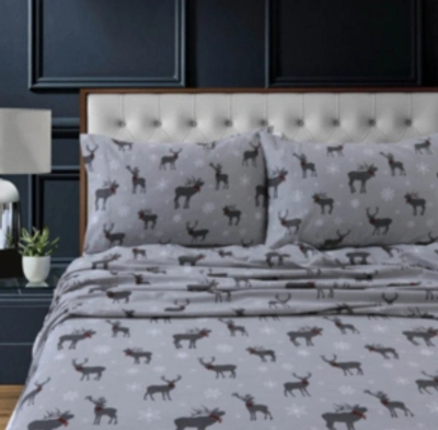 Tribeca Living Holiday Print Heavyweight Flannel Extra Deep Pocket Queen Sheet Set Bedding In Checkered Buck
