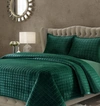 Tribeca Living Florence Velvet Solid Oversized Queen Quilt Set In Emerald Green