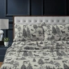 Tribeca Living Mountain Toile Heavyweight Flannel Extra Deep Pocket Twin Xl Sheet Set Bedding In Charcoal Grey