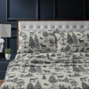 Tribeca Living Mountain Toile Heavyweight Flannel Extra Deep Pocket Twin Xl Sheet Set Bedding In Charcoal Grey