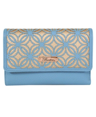 Buxton Women's Metallic Laser Cut Rfid Mid-size Trifold Wallet In Dusk Blue