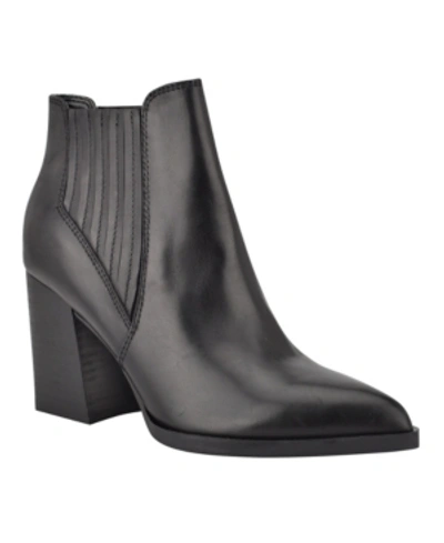 Marc Fisher Ellard Pointy Toe Bootie Women's Shoes In Black Leather