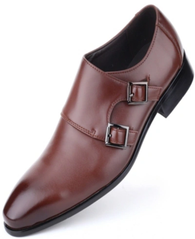 Mio Marino Men's Monk Strap Oxford Shoes Men's Shoes In Rust