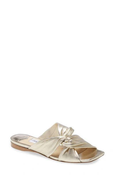 Jimmy Choo Narisa Knotted Metallic Leather Sandals In Gold