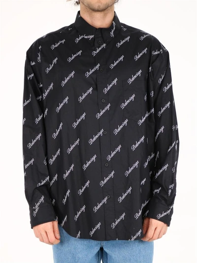 Balenciaga Logo Shirt Over In Black