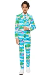 Opposuits Flaminguy Two-piece Suit With Tie In Blue/ Green