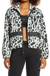 Nike Sportswear Animal Print Fleece Jacket In Dark Smoke Grey/black/black/white