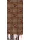 GUCCI GG-MOTIF FRINGED-EDGE SCARF