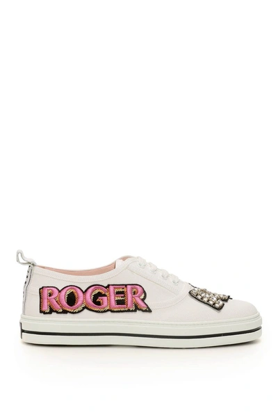 Roger Vivier Call Me Vivier Patch Canvas Sneaker In White