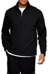 Topman Quarter-zip Cotton Blend Sweatshirt In Black