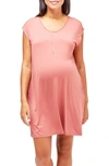 Nom Maternity Clementine Maternity/nursing Nightgown In Light Pastel Pink