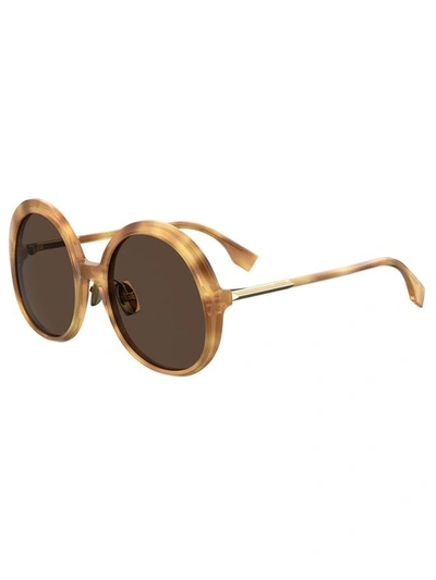 Fendi Brown Oval Sunglasses Ff 0430/s 0c9b 70 57 In B Havana Honey