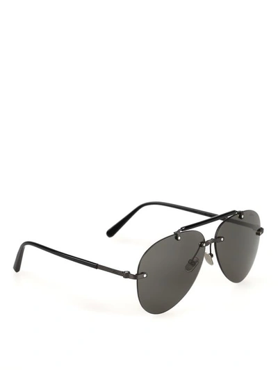 Brioni Frameless Double Bridge Aviator Sunglasses In Black