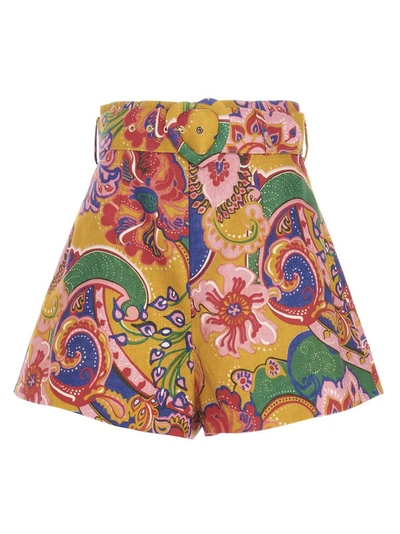 Zimmermann The Lovestruck Belted Paisley-printed Linen Shorts In Multicolour