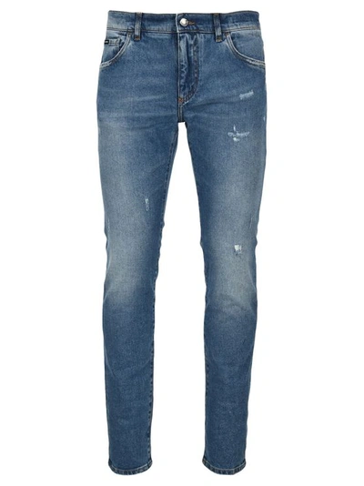 Dolce & Gabbana Skinny Fit Stretch Denim Jeans In Blue