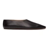 The Row Square-toe Leather Ballerina Flats In Black
