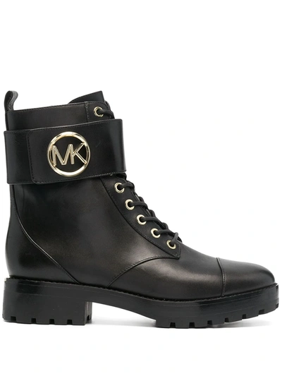 Michael Michael Kors Tatum Leather Combat Boots In Black
