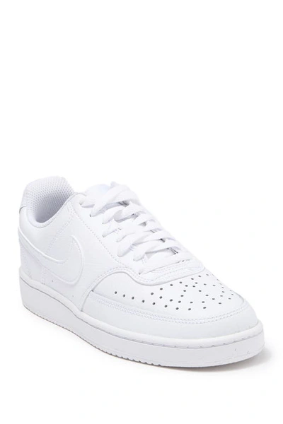 Nike Court Vision Low Leather Sneakers In Triple White - White