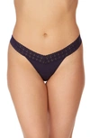 Hanky Panky Dream Lace Trim Modal Original Rise Thong In Indigo