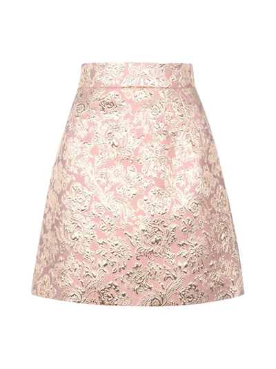 Dolce & Gabbana Metallic Finish Jacquard Skirt In Nude & Neutrals